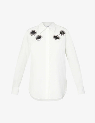 Area Mirror-embellished stretch-cotton shirt