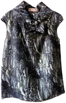 Thumbnail for your product : Marni Snake Print Silk Piquet  Top + Bow Tie Detail Blouse Top 38 It New + Tag
