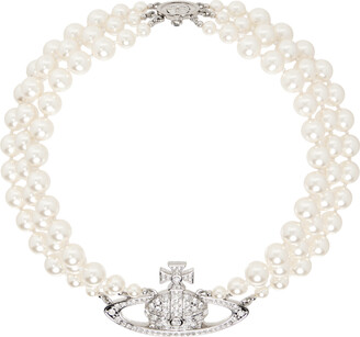 Vivienne Westwood White Pearl Crystal Necklace