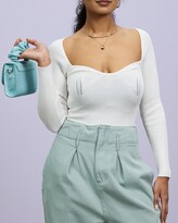 Thumbnail for your product : Missguided Women's White Long Sleeve Tops - Square Neck Sweetheart Top