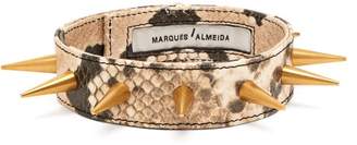 Marques Almeida Spiked Snakeskin Effect Leather Choker - Womens - Brown