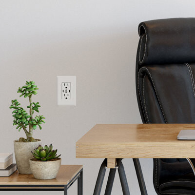 Faith Wall Outlets 4.17 In. X 1.74 In. White 15a Tamper Resistant Duplex Receptacle Outlet With Usb Ports For Type C And Type A Uc2a1-15a6a, Electrica