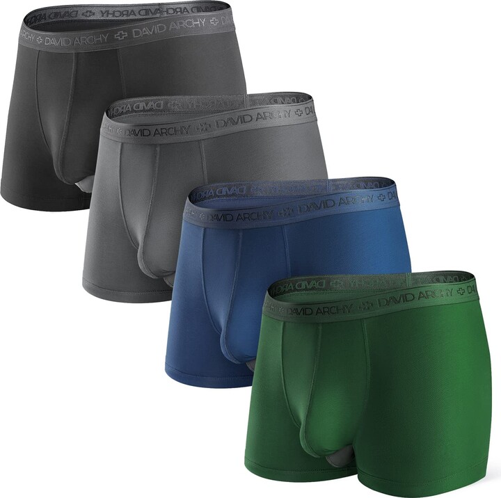 DAVID ARCHY Men's Boxers Shorts Underwear Soft Micro Modal Trunks with  Ergonomic Pouch (4 Pack) - ShopStyle