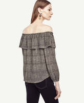 Thumbnail for your product : Ann Taylor Plaid Cold Shoulder Ruffle Top