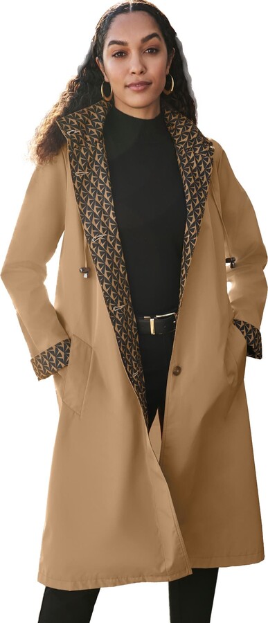 Jessica London Contrast Hood Raincoat