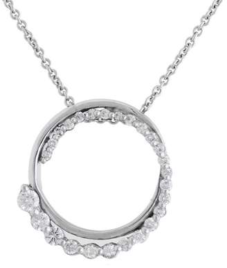 Lovely Modern 14k White Gold 0.58 Ct Diamond Circle Pendant