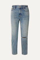 Thumbnail for your product : Current/Elliott The Vintage Cropped Distressed High-rise Slim-leg Jeans