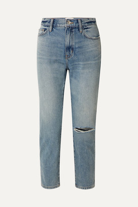 Current/Elliott The Vintage Cropped Distressed High-rise Slim-leg Jeans