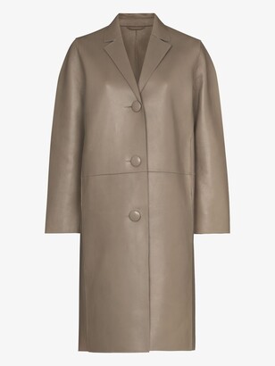 Stand Studio Neutrals Moa Single-Breasted Leather Coat