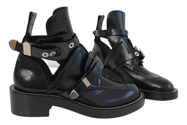 balenciaga black ceinture leather ankle boots
