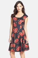 Thumbnail for your product : Betsey Johnson Floral Print Scuba Fit & Flare Dress