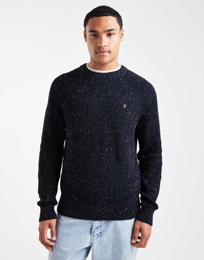 Farah sage nepped knit sweater in navy
