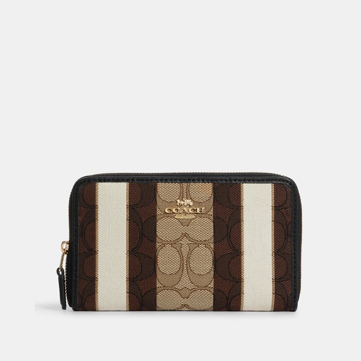 Coach Outlet Medium Corner Zip Wallet In Signature Canvas With Nostalgic  Ditsy Print