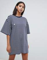 Thumbnail for your product : Missguided star motif oversized t-shirt dress in blue stripe