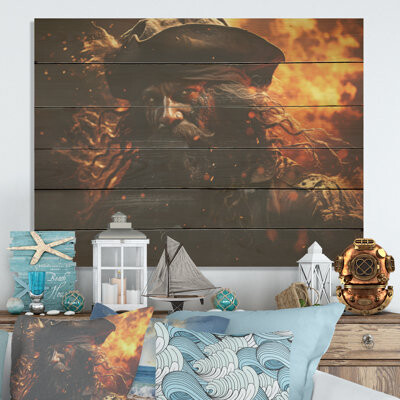 Red Barrel Studio Pirates Firy Vengeance - Pirate Wood Art On Natural Pine Wood