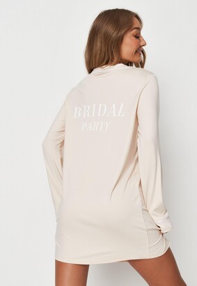 Missguided Camel Graphic Bridal Party Night Shirt Dress