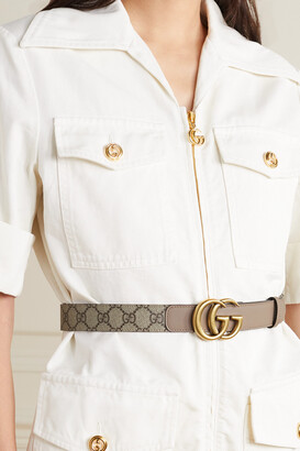 Gucci Gg Marmont Leather-trimmed Printed Coated-canvas Belt - Beige - 65