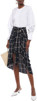 Mother of Pearl Emma Asymmetric Draped Checked Twill Skirt