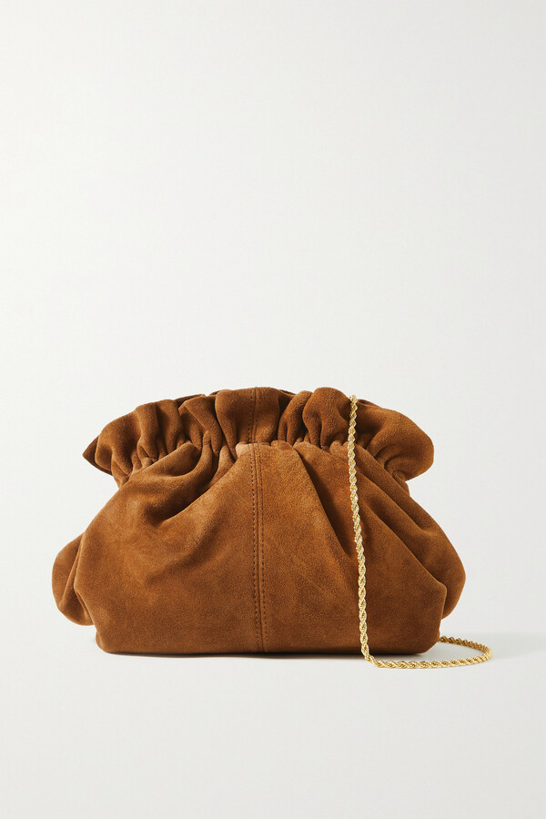 brown suede clutch