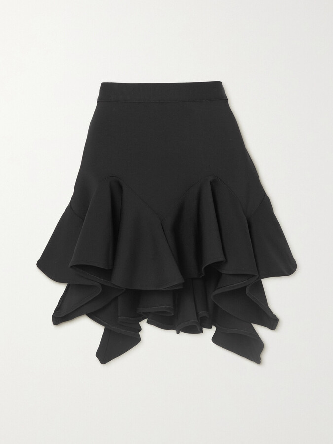 Givenchy Asymmetric Ruffled Stretch-jersey Mini Skirt - Black