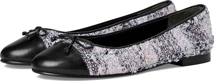 Tory Burch Cap-Toe Ballet Women's Shoes Pink/Black Multi/Perfect Black : 9.5 M, Leather