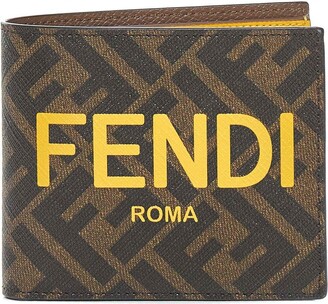 brown calf leather cardholder featuring two-tone design - FENDI - Nida