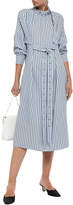 Thumbnail for your product : Tibi Tie-front Striped Jacquard Midi Shirt Dress