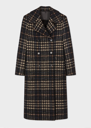 Paul Smith Women's Black Woven Check Double-Breasted Coat