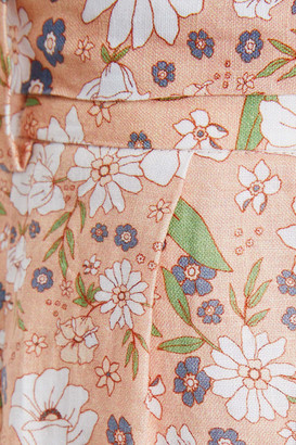 Miguelina Elania Floral-print Linen Wide-leg Pants