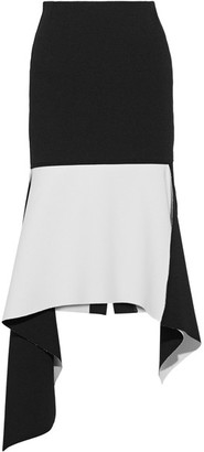 Marques Almeida Asymmetric Two-tone Crepe Midi Skirt - Black