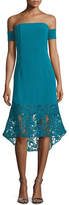 Thumbnail for your product : Sachin + Babi Indure Off-the-Shoulder Lace-Hem Sheath Cocktail Dress