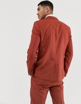 Thumbnail for your product : Harry Brown skinny fit burnt red stretch textured suit jacket
