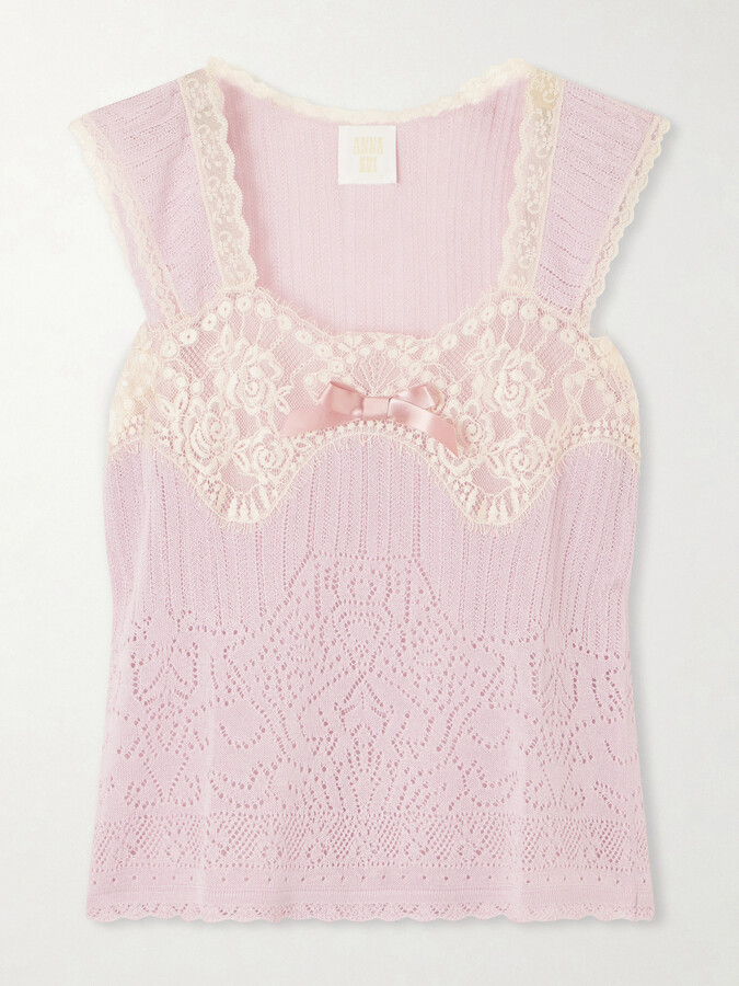 Anna Sui Lingerie Knitted Top - Pink
