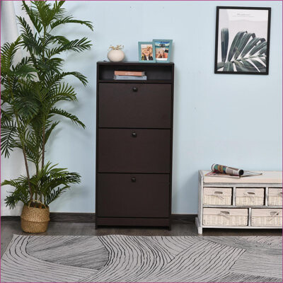 Shoe Cabinet with 3 Fold-Out Drawers & Spacious Top | Particle Board | Bedroom