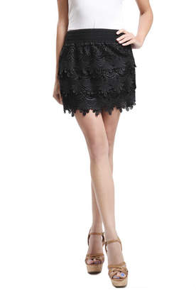Blu Pepper Black Woven Lace Skirt