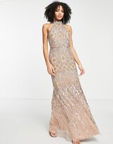 Thumbnail for your product : Maya Celestial all over embellished maxi dress in gold