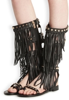 Thumbnail for your product : Tropez Ivy Kirzhner black fringed leather sandals