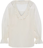Thumbnail for your product : Stella McCartney Audrey Tulle-paneled Ruffled Silk Crepe De Chine Blouse