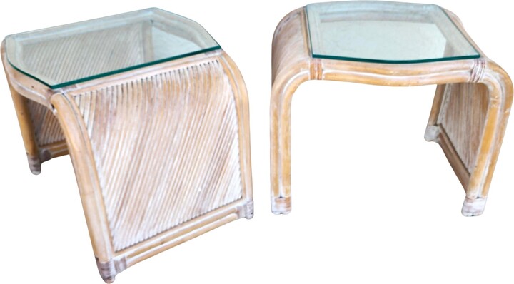 1stDibs Blonde Bamboo Waterfall Side Tables Set Of 2