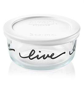 Pyrex Simply Store 'Live' Round Container With White Lid 2 Cup