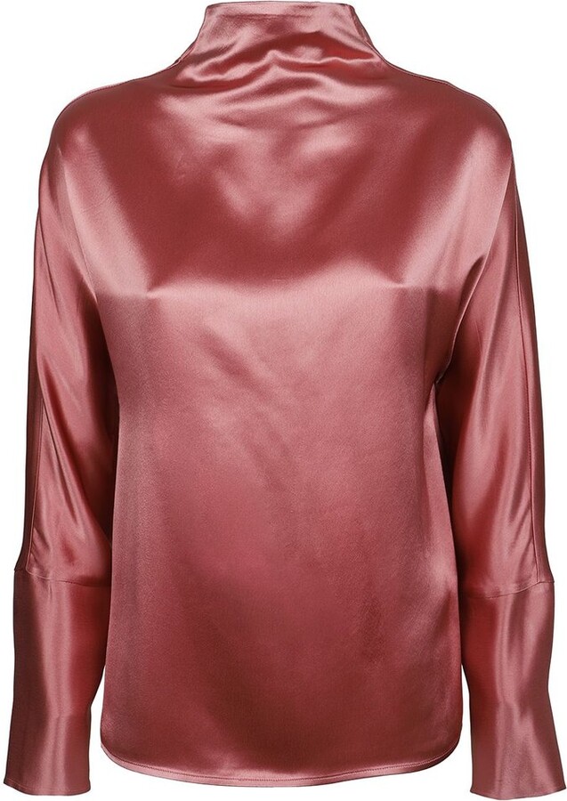 Isabelle Blanche High-Neck Satin Top