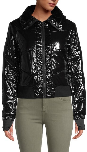 cropped glossy puffer jacket