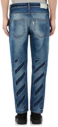 Off-White Men's Distressed Crop Straight Jeans