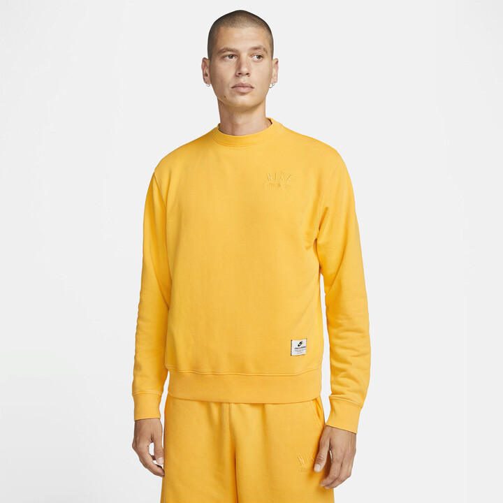 Nike Men's Sportswear Club Fleece French Terry Sweatshirt in Yellow -  ShopStyle