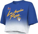 Thumbnail for your product : Majestic Women's Threads Matthew Stafford Royal, White Los Angeles Rams Super Bowl Lvi Champions Name Number Dip Dye Crop Top - Royal, White