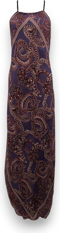 Monzlapur New York Brown / Purple Silk Snake Scarf Dress - Maxi - Purple X Vino