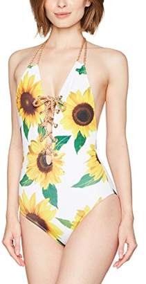 Jaded London Women's Sunflower Printed Lace Up Floral Swimsuit
