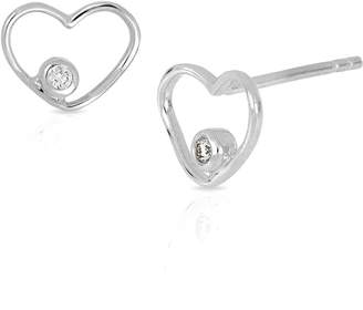 Bony Levy 18K White Gold Bezel Set Diamond Open Heart Stud Earrings - 0.02 ctw