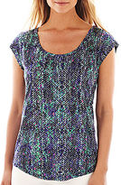 Thumbnail for your product : Liz Claiborne Short-Sleeve Scoopneck Print Tee - Tall