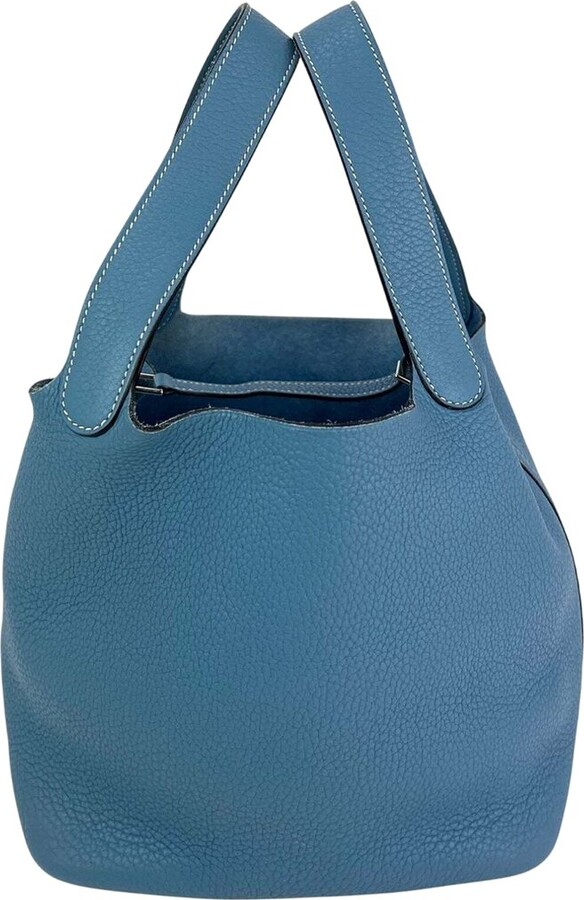 Hermes Blue Taurillon Clemence Leather Picotin 22 MM Handbag (Authentic Pre-Loved)